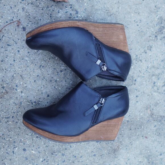 Dr. Scholl’s Harlie Black Wedge Ankle Booties Women’s 11M Side Zip Comfort - Picture 11 of 12